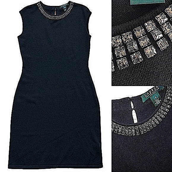 Ralph Lauren Formal Rhinestone Neckline Cocktail Dress - Picture 5 of 15